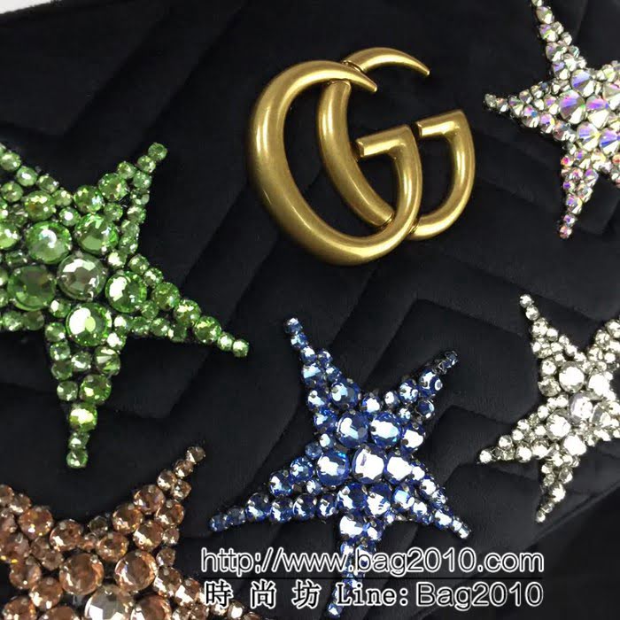 GUCCI古馳頂級原單 新款專櫃品質 實物實拍 447632天鵝絨五角星 克色單肩斜挎包 HY1272